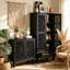 2-Piece  Hollow-Carved Farmhouse Storage Cabinet Combo, Tall Pantry Cabinet & Short Buffet Sideboard Set for Kitchen & Dining Room