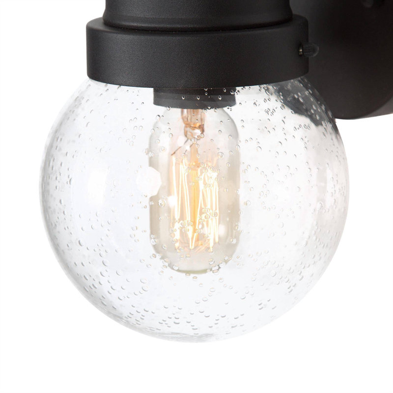 1-Light Globe Seeded Glass Outdoor Wall Sconce (Set of 2)