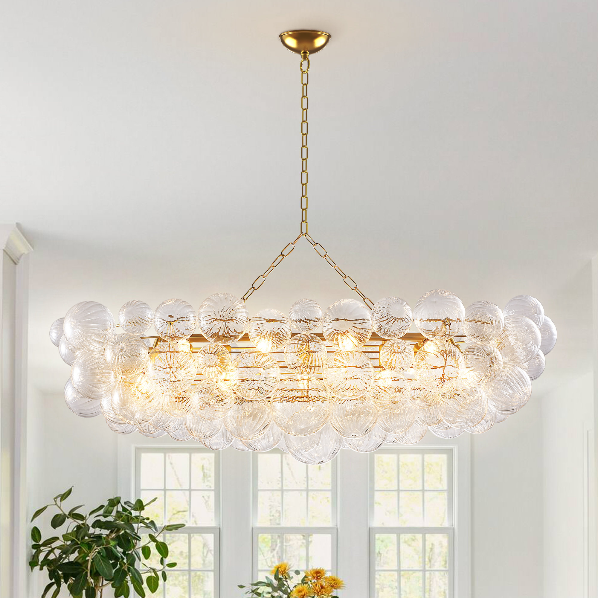 Everly Quinn Calilynn Nordic Bubble Ball Swirled Glass Chandelier ...