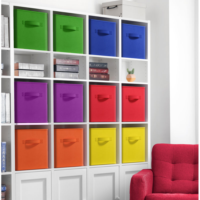 Sorbus 11-inch Storage Bins - Collapsible Fabric Storage Cubes with Handles, 12 Pack - Deep Rainbow, Deep Rainbow