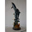 Statue en bronze Lareau, trois tortues dauphins et roue de bateau, taille: 17 po x 13 po x H 40 po.