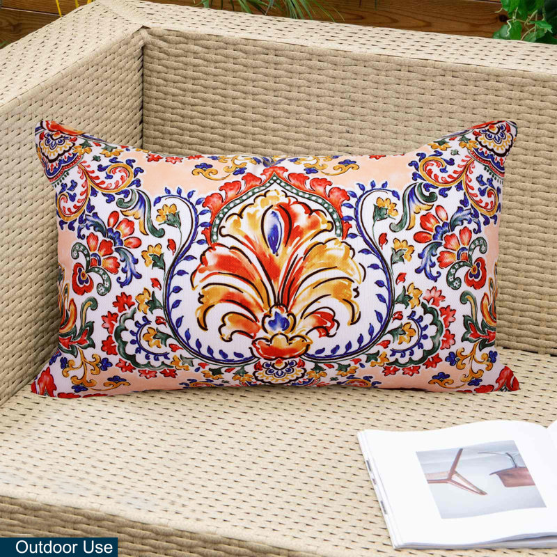 Coussin intérieur/extérieur Floral, Floral orange