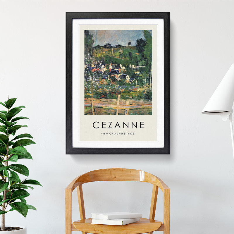A View of Auvers by Paul Cezanne - Picture Frame Painting, Black Framed, 36cm H x 27cm W x 2cm D
