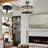 4-Light Hemp Rope Semi Flush Mount 12.6" W Bohemian Ceiling Light Fixture With Cylindrical Metal Frame-1829561308