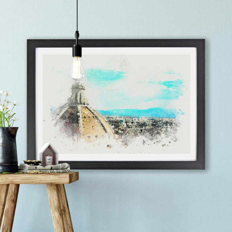 Florence Skyline With Cathedral - Single Picture Frame Print, Black, 33cm H x 45cm W x 2cm D