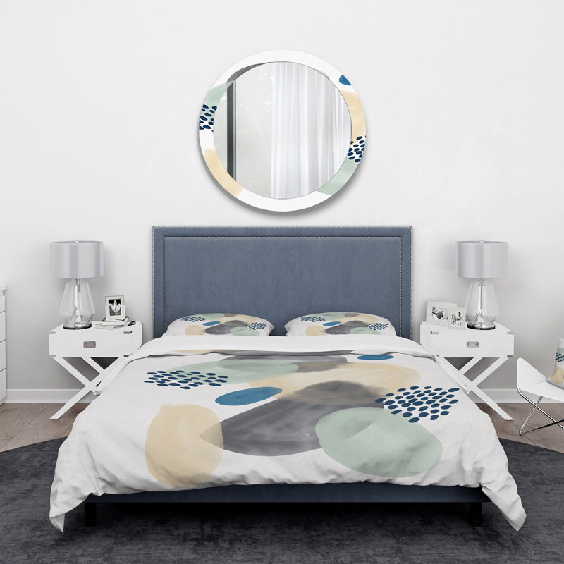 Ensemble de housse de couette moderne en polyester bleu microfibre, Housse de couette pour très grand lit et 2 très