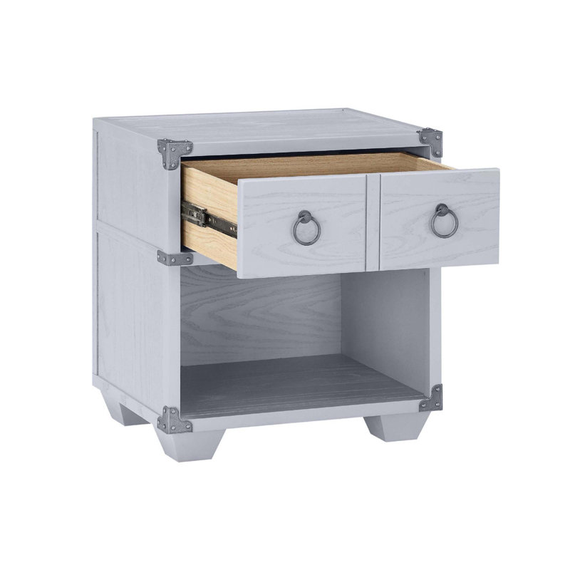 Table de chevet moderne à 1 tiroir avec compartiment ouvert et chargement USB, parfaite pour les chambres d'enfants et les espaces contemporains