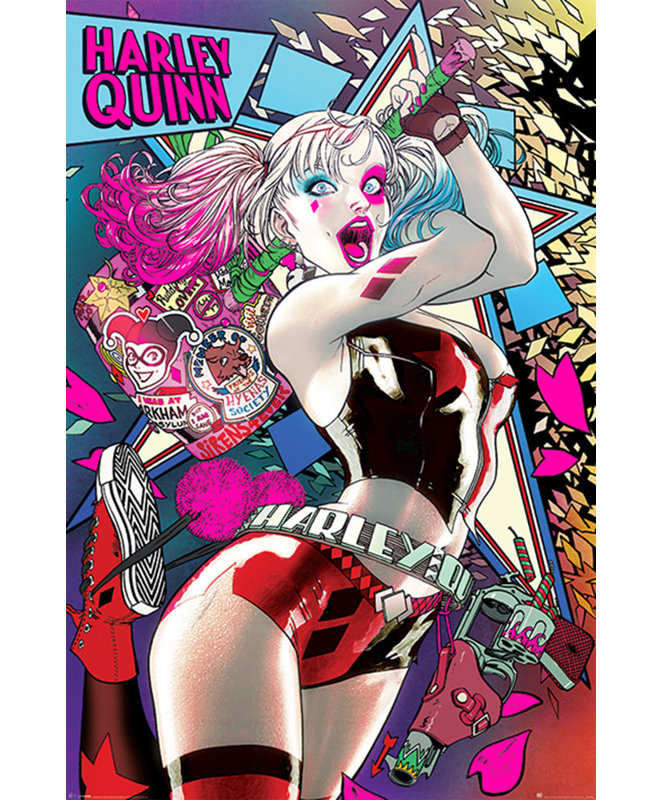  Officiellement sous licence Batman - Harley Quinn Neon, affiche d'art - 24 x 36 po - reproduction décorative - papier affiche - prêt à encadrer