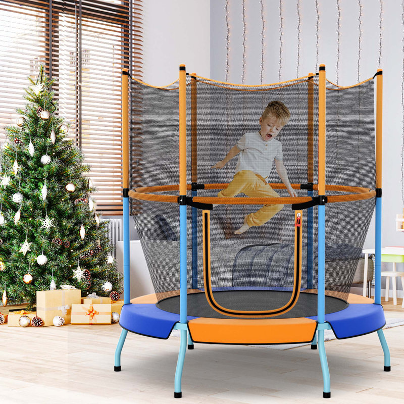 Costway Round Kid / Toddler Trampoline, Blue/Orange
