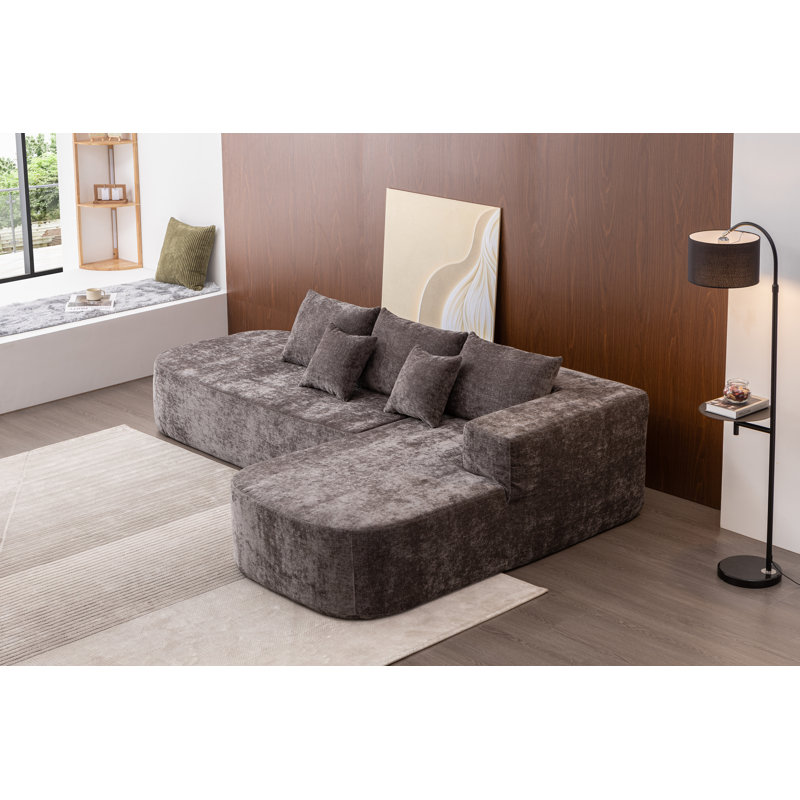 Canapé modulaire 2 pièces Lavia, Gris chenille, Accoudoir à droite (vu de face)