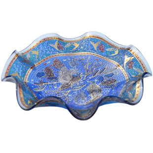 Bol à volants en verre Mid-Century coloré et festif Americana