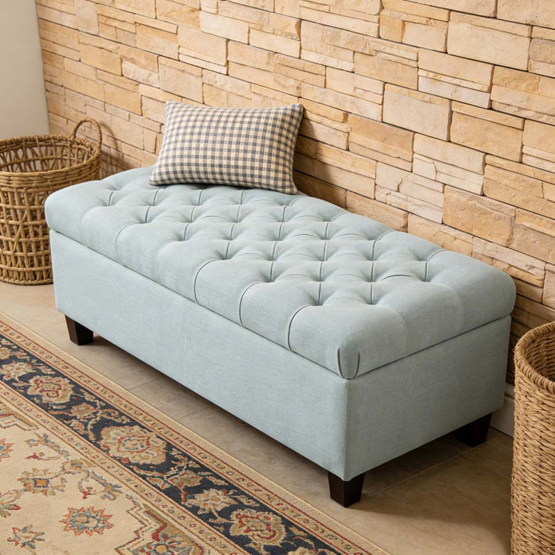 Banc de rangement avec repose-pieds 50,25 po, Bleu pastel
