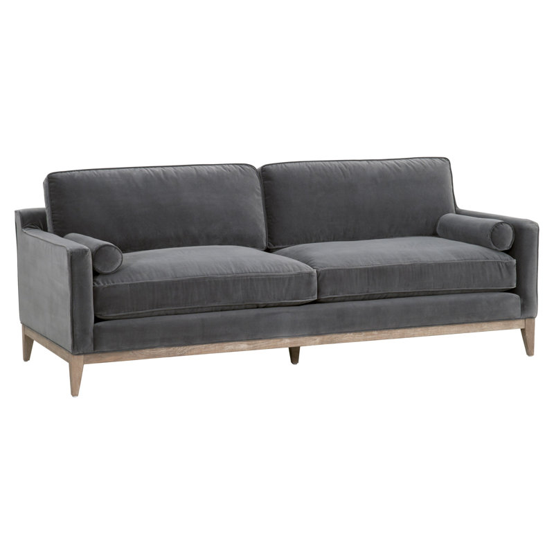 86 In. Parker Post Olive Modern Sofa, Dark Dove Velvet
