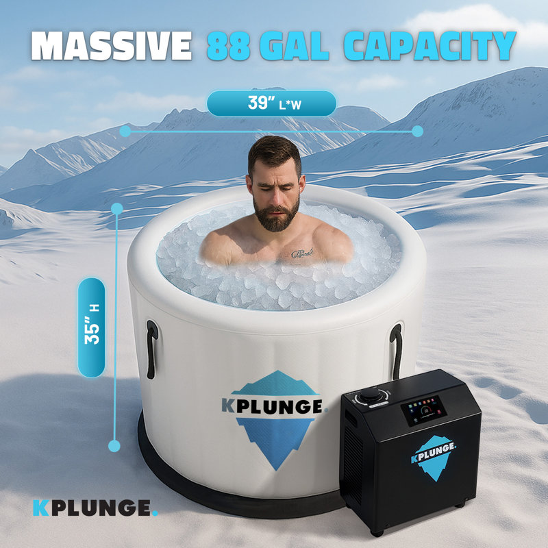 Arctic Fox 1-Person Inflatable Cold Plunge Ice Bath Tub/Hot Tub With PVC Insulated Lid, Pump, And Repair Kit In Gray