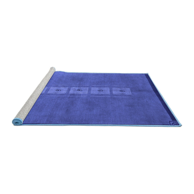 Tapis carré carré abstrait fabriqué à la machine 5 pi x 5 pi bleu Jessmeet