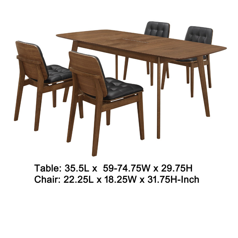 Kevirent Rectangular Dining Set, 5, Black