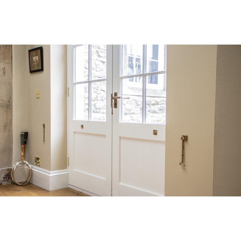 Straight Lock Door Handle, Polished Brass