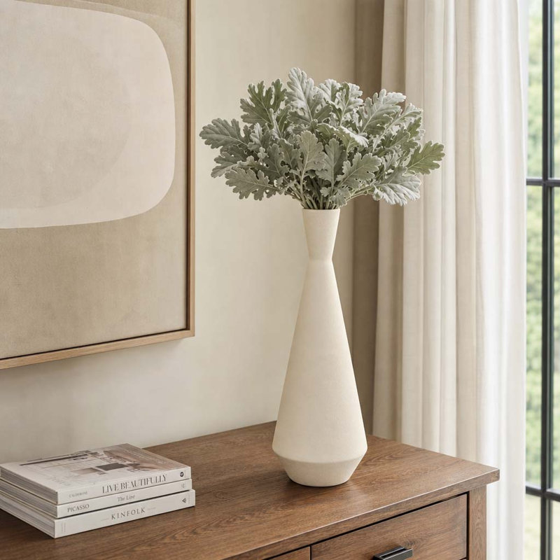 Vase de table en faïence moderne et minimaliste pour décoration intérieure, H 20,5 po x l 7 po x P 7 po