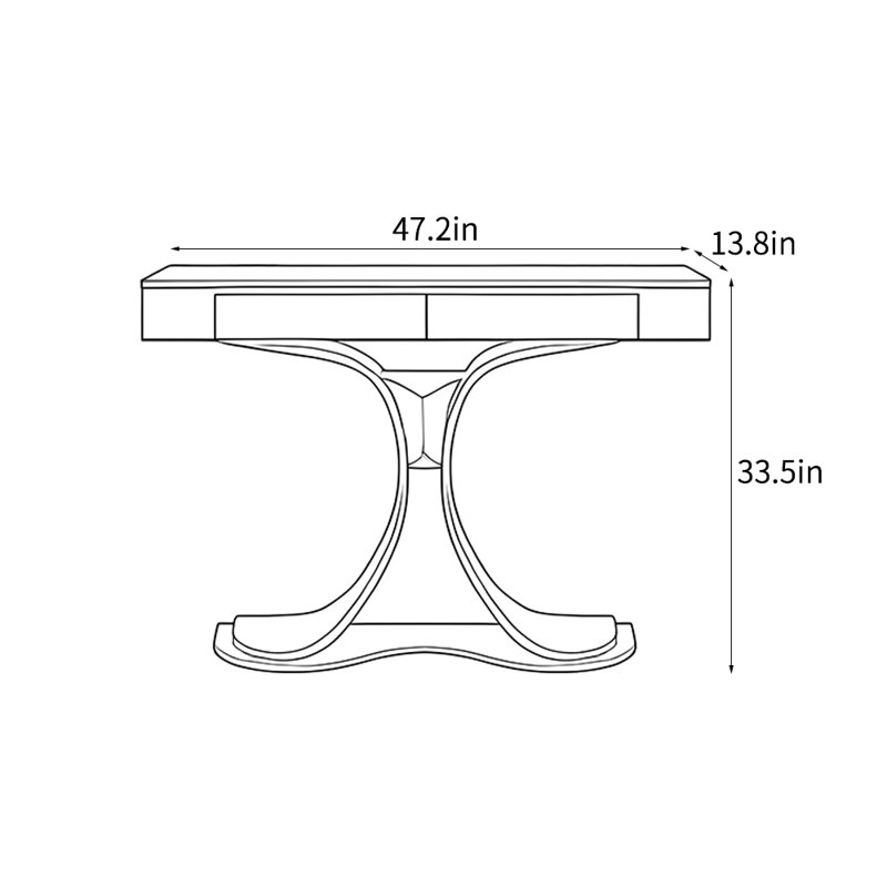 Console légère et luxueuse, 33.5" H x 47.2" W x 13.8" D, Noir