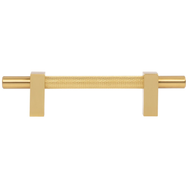 Larkin 3 Knurled Center Bar Pull, Brushed Gold, 3 3/4"