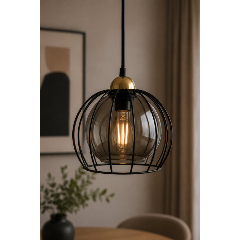 3 - Light Pendant, 20, Matte Black/Gold, 1