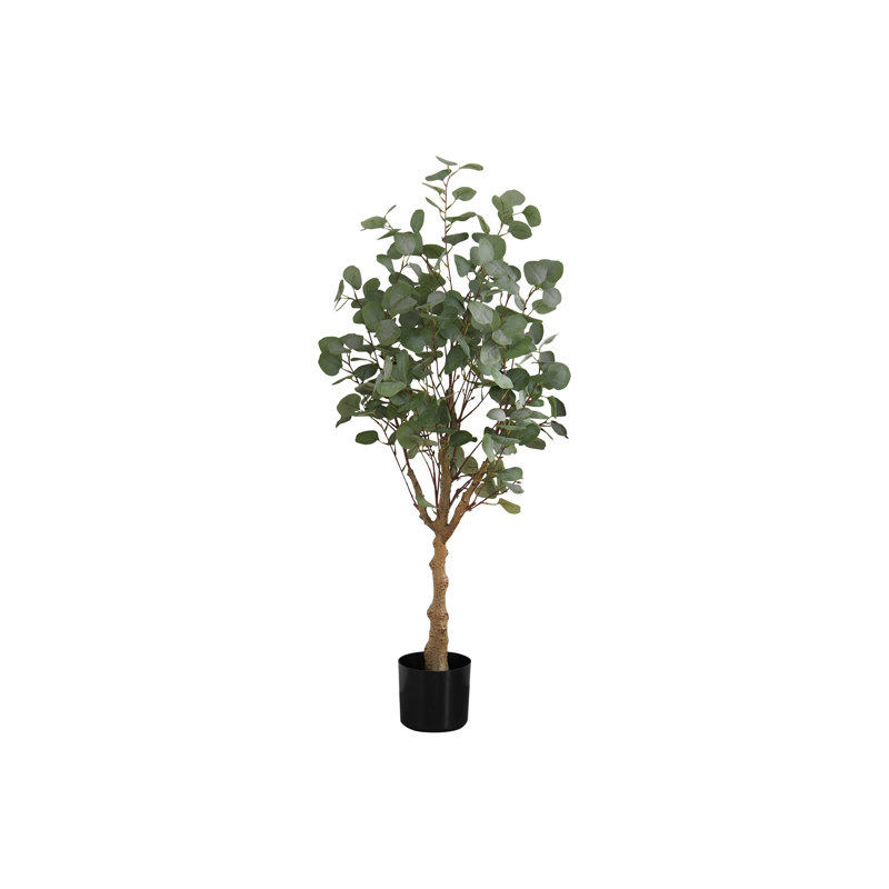 46 po, plante artificielle eucalyptus, 264 feuilles vertes en soie avec pot noir