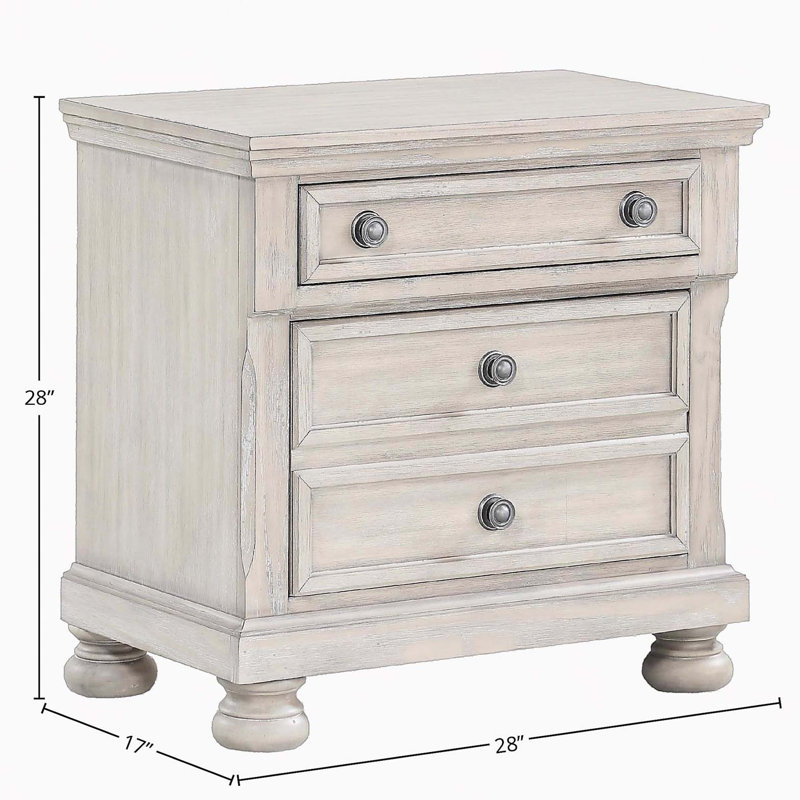 Table de chevet deux tiroirs gris antique