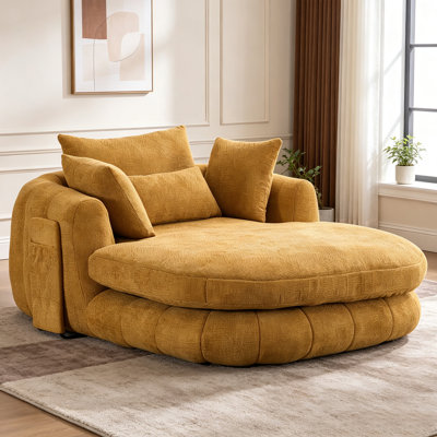 Méridienne surdimensionnée en chenille, canapé-lit à siège en forme de nuage profond avec poche de rangement latérale et coussins décoratifs assortis, fauteuil de lecture intérieur sans assemblage pour le salon, coin lecture