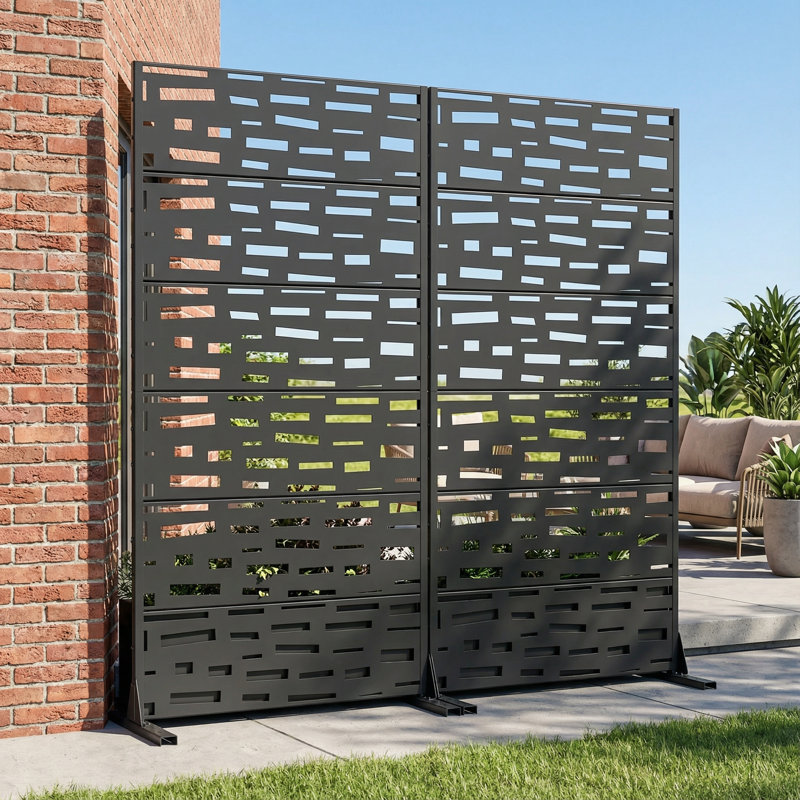 Cloison de clôture 72 po x 35 po autoportante en métal avec clôture en treillis pour patio, balcon, cour, piscine, pièce intérieure
