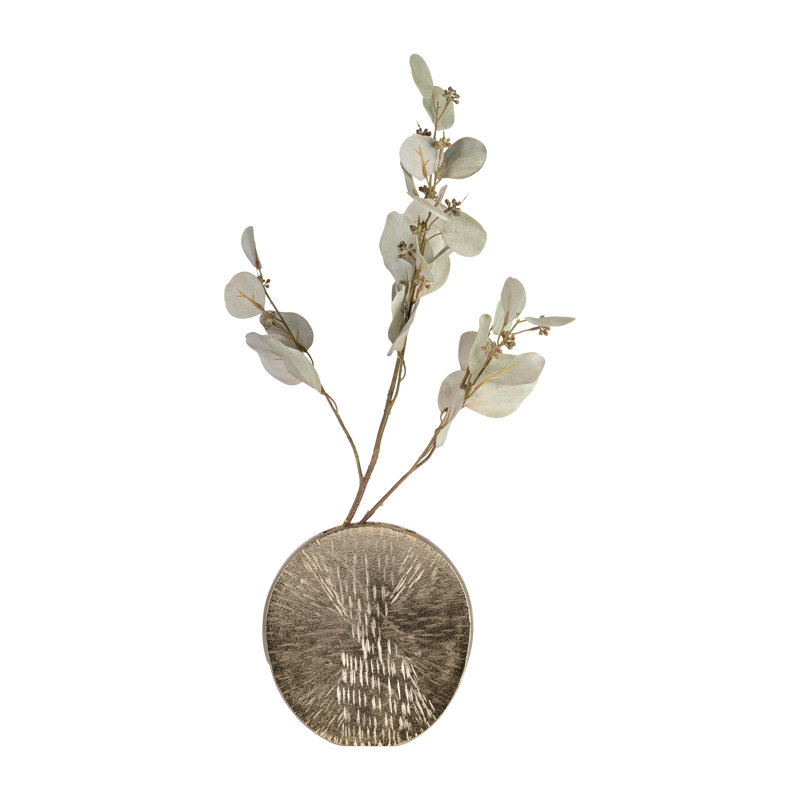 Glam Sculptural Metal Aluminum Vase with Etched Textured Surface and Unique Artistic Form for Contemporary Decorative Accent.