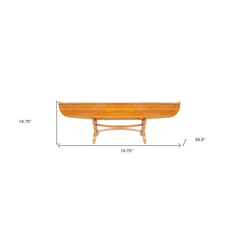 Table basse en bois massif naturel et verre Canoe