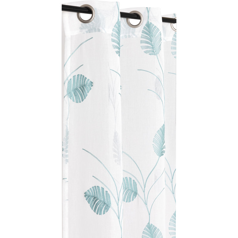 Semi Sheer Curtain Single Panel, Aqua