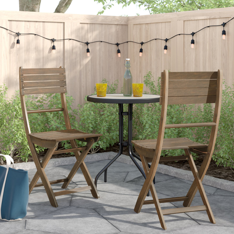 Remillard Premium All-Weather Wicker Outdoor Folding Dining Side Chair, Gray