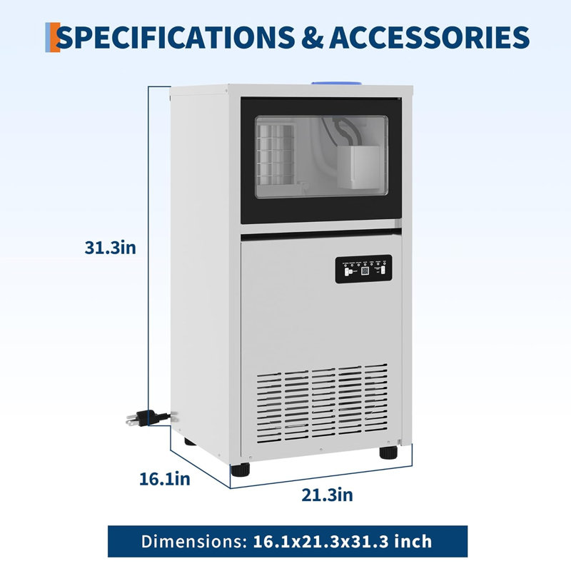 Machine à glaçons commerciale, 36 lb de rangement, 130 lb / 24 h
