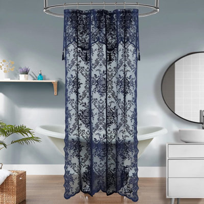  Rideau de douche en dentelle bleu marine Cherrilyn