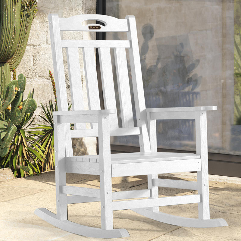 Chaise berçante surdimensionnée d'extérieur en PEHD, Blanc