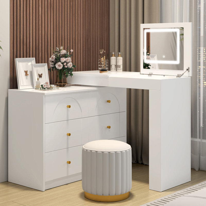 Coiffeuse avec miroir, Blanc