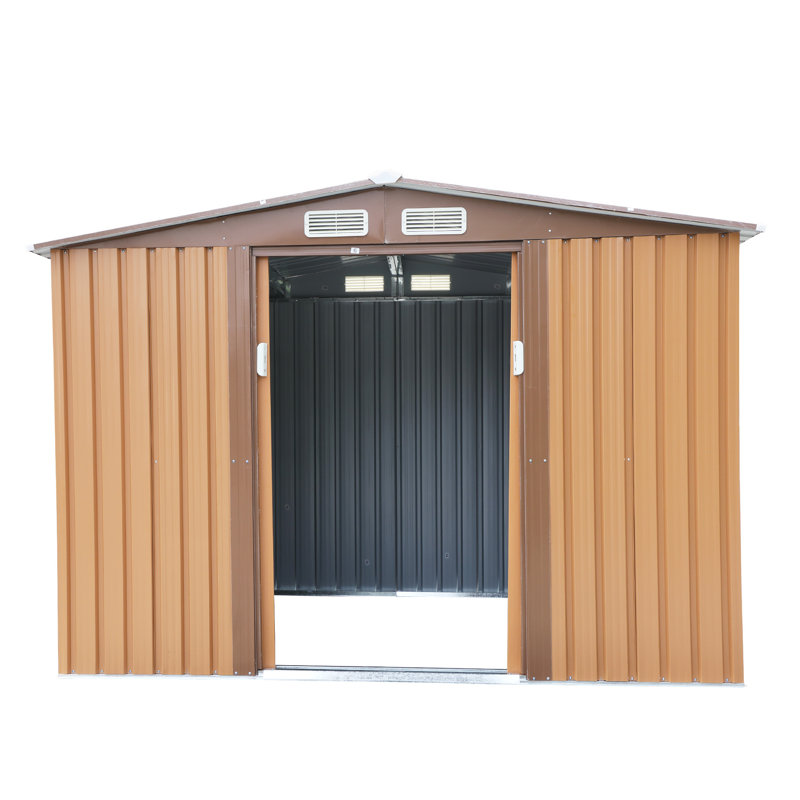 Remise de rangement en métal, Brun café, L 100,8 po x P 80,4 po x H 75,59 po