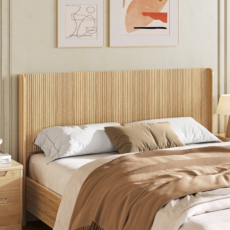 63.9"  Size Wood Headboard, Coastal Headboard & Fluted Headboard for Bedroom , Brown