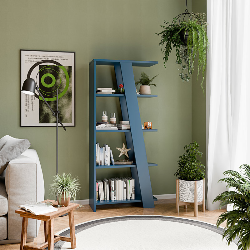 161cm H x 72cm W Plywood / Laminate Board Bookcase, Blue