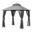 Pavillon de jardin robuste 8 pi x 8 pi avec abattants allongés - Pavillon à toit double à structure stable avec filet et drainage intégré-128935595-128935597