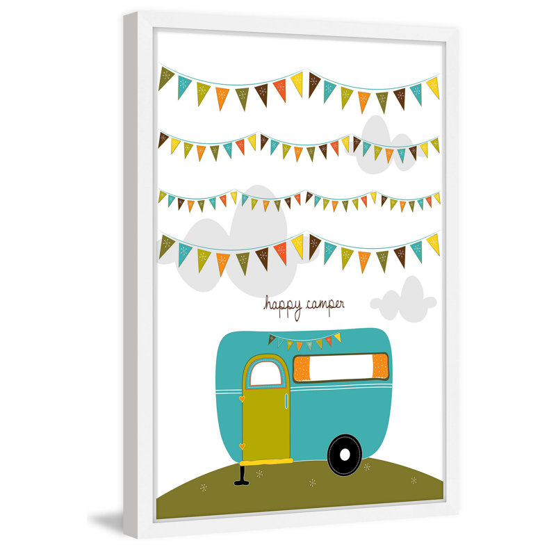 «Happy Camper Blue», reproduction encadrée, H 30 po x l 20 po