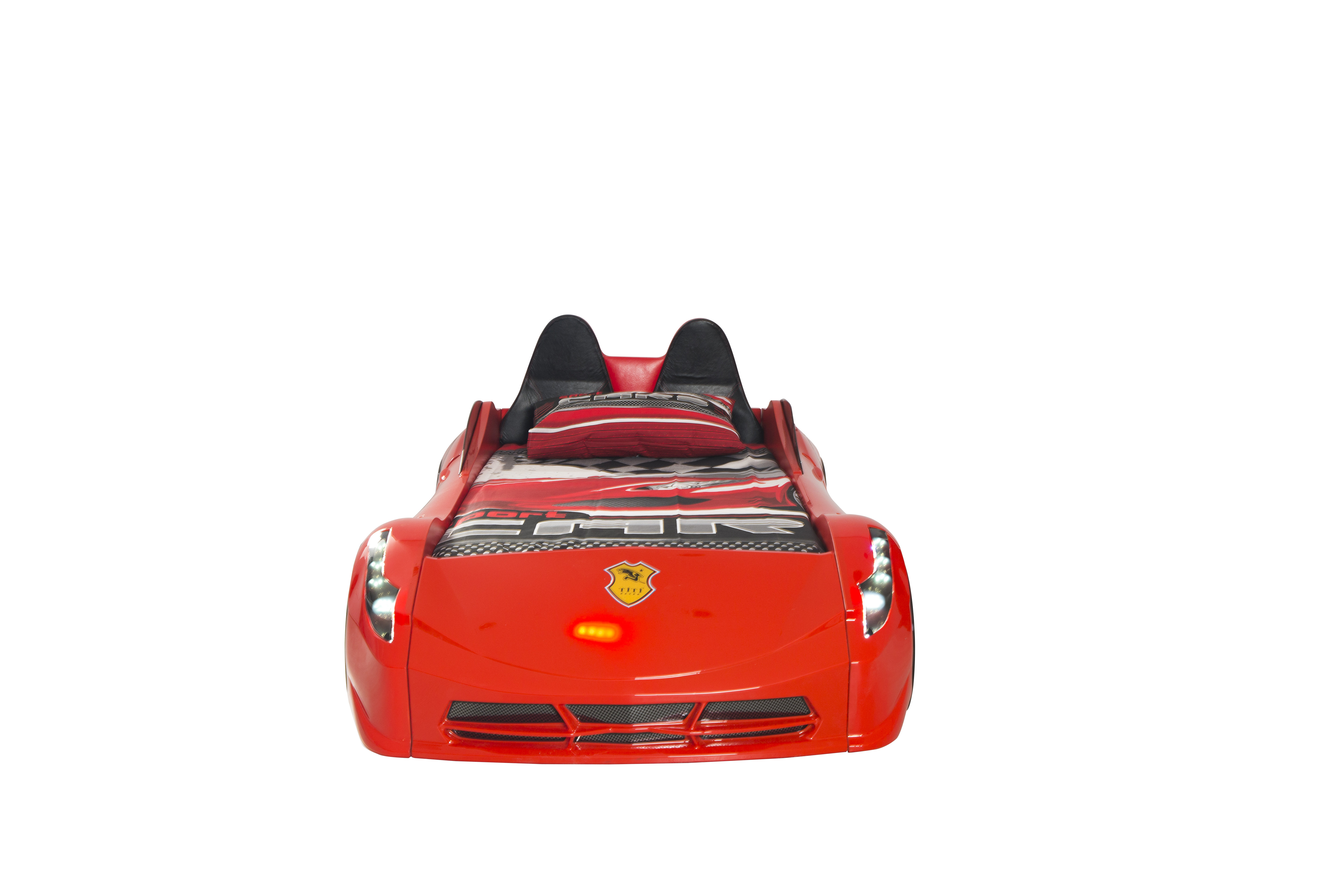 Zoomie Kids Aadyanth Twin Race Car Bed, Remote Control, LED Lights