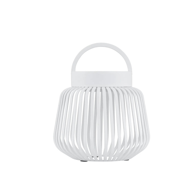 Steel Lamp, White, 12cm H x 13.5cm W x 13.5cm D