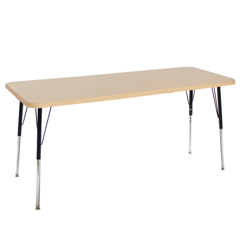 Table d'activité rectangulaire avec pieds réglables La Madera, 24 po x 72 po, Standard, Grain d'érable / noir