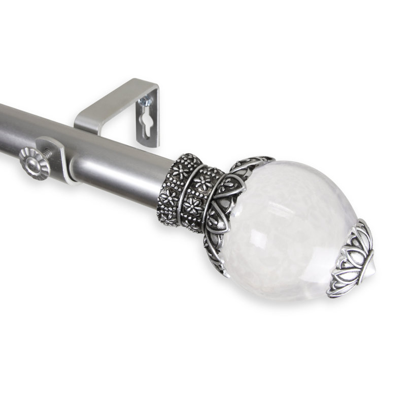 Devoe Steel Adjustable Single Curtain Rod, 1" H x 84" W x 3.63" D, Satin Nickel