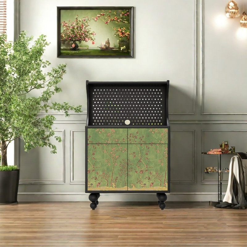 French style modern creative accent cabinet, Black