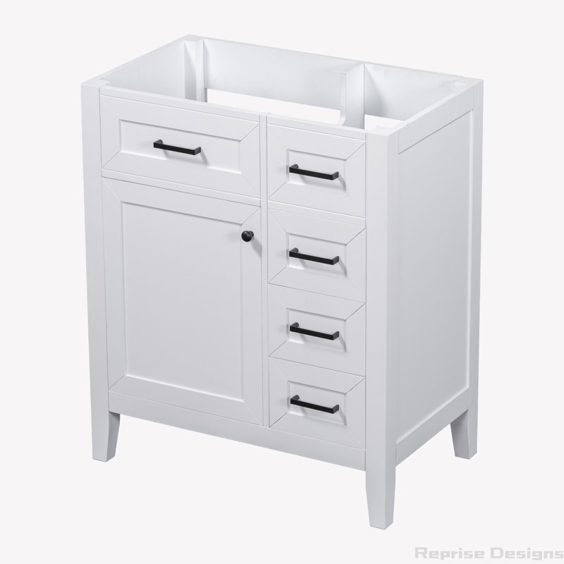 Base de meuble-lavabo simple 29,52 po seulement, Blanc, Noir