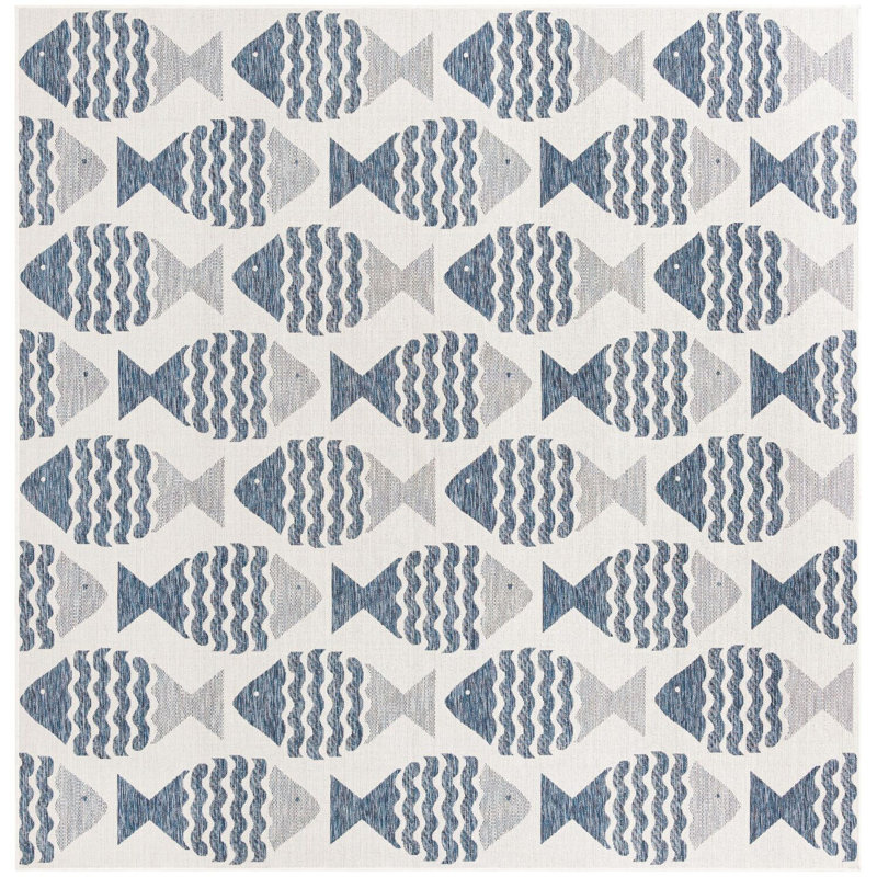 Tapis contemporain bleu marine Daitzman, Carré 10 pi