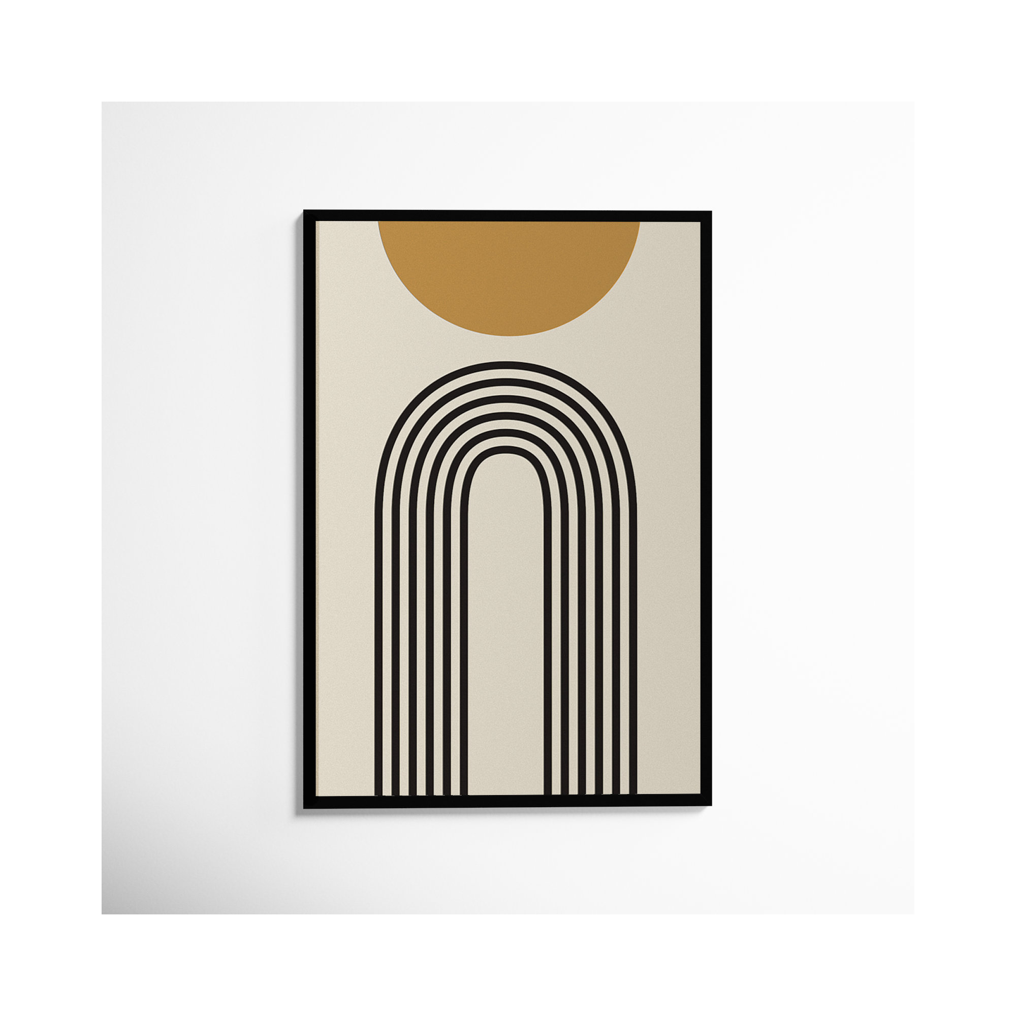 Retro Mountain Sunrise by The Creative Bunch Studio, 41.25" H x 28.25" W x 0.88" D, Black